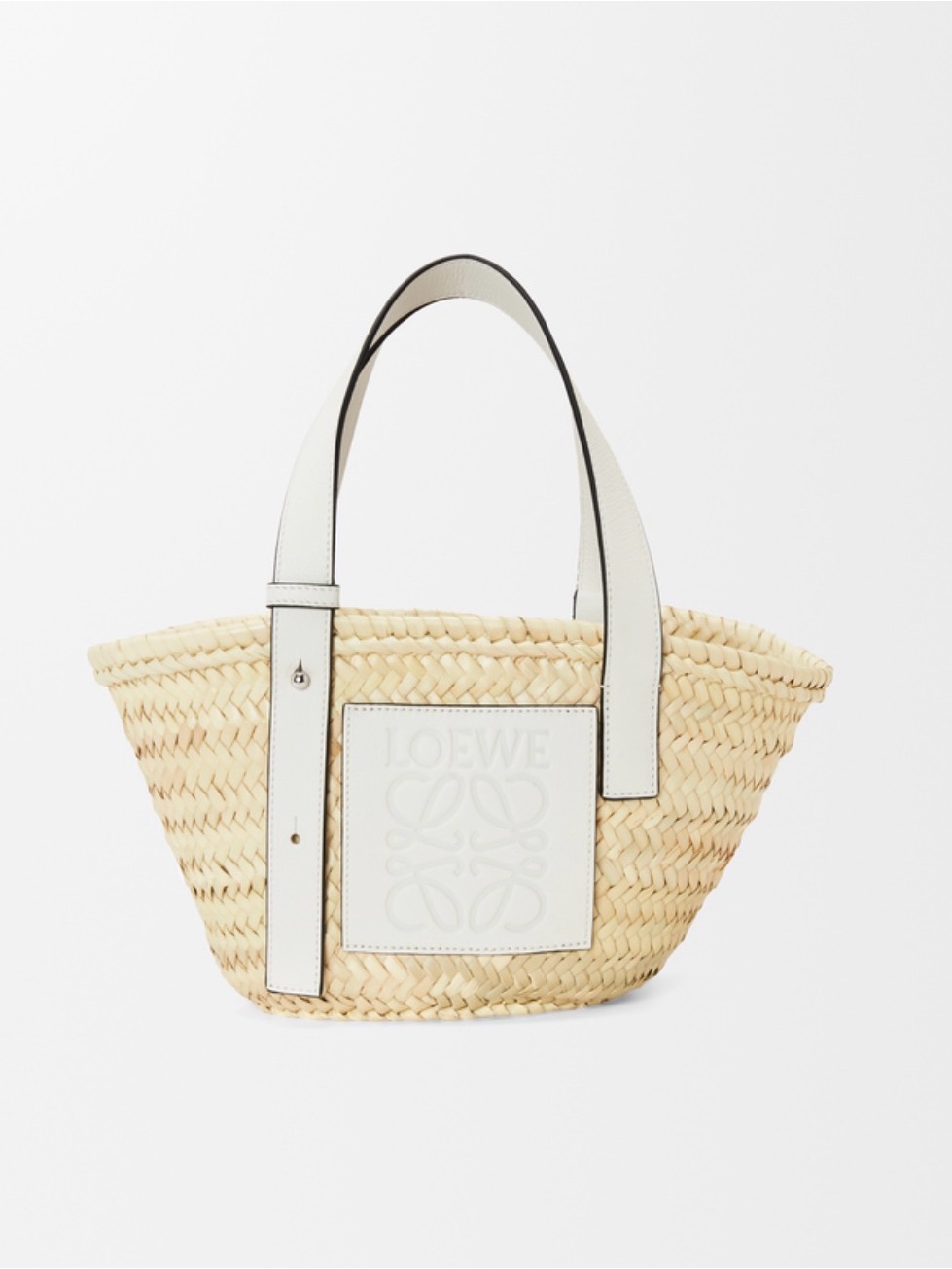 Loewe Natural Straw Tote With White Leather Trim